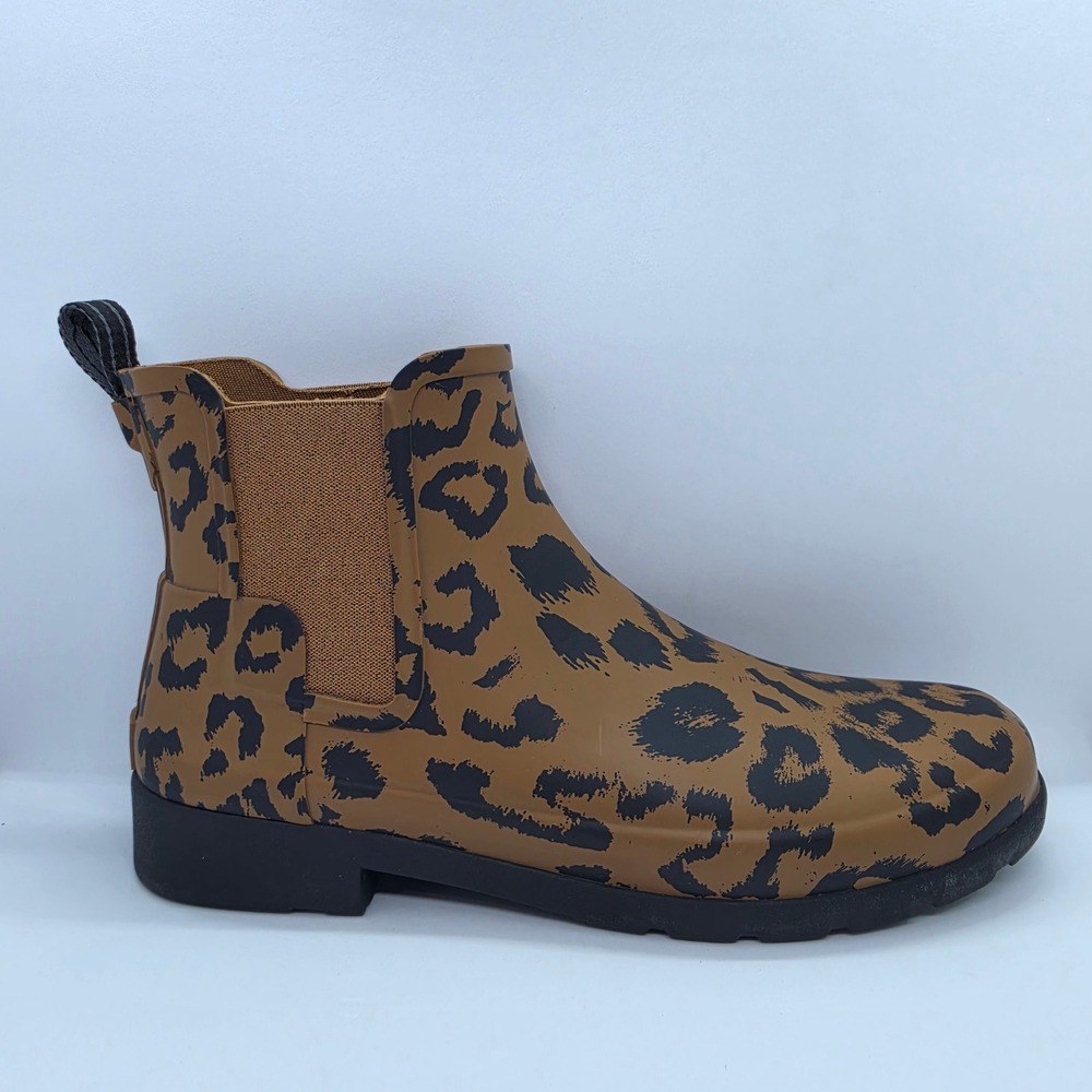 Hunter Original Leopard Print Chelsea Boots Brown Black WFS2026RMA Womens 9 - Picture 8 of 12